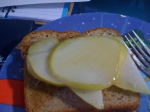Nut Butter and Pear Sandwich
